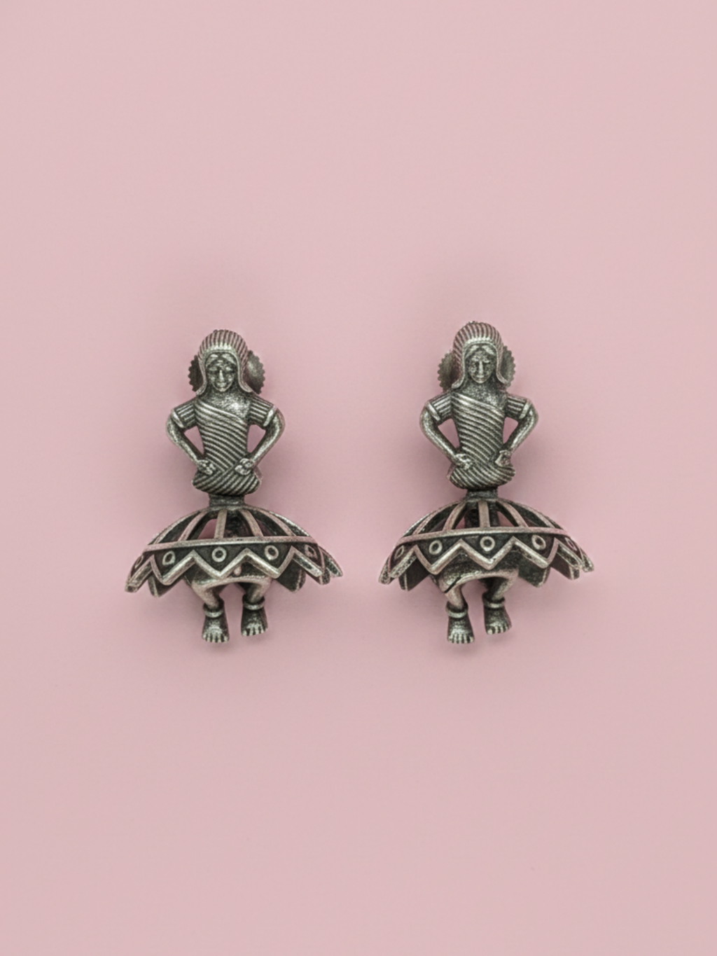 Gul E Jaipur Brass Silver Oxidised Mate Finish Kada