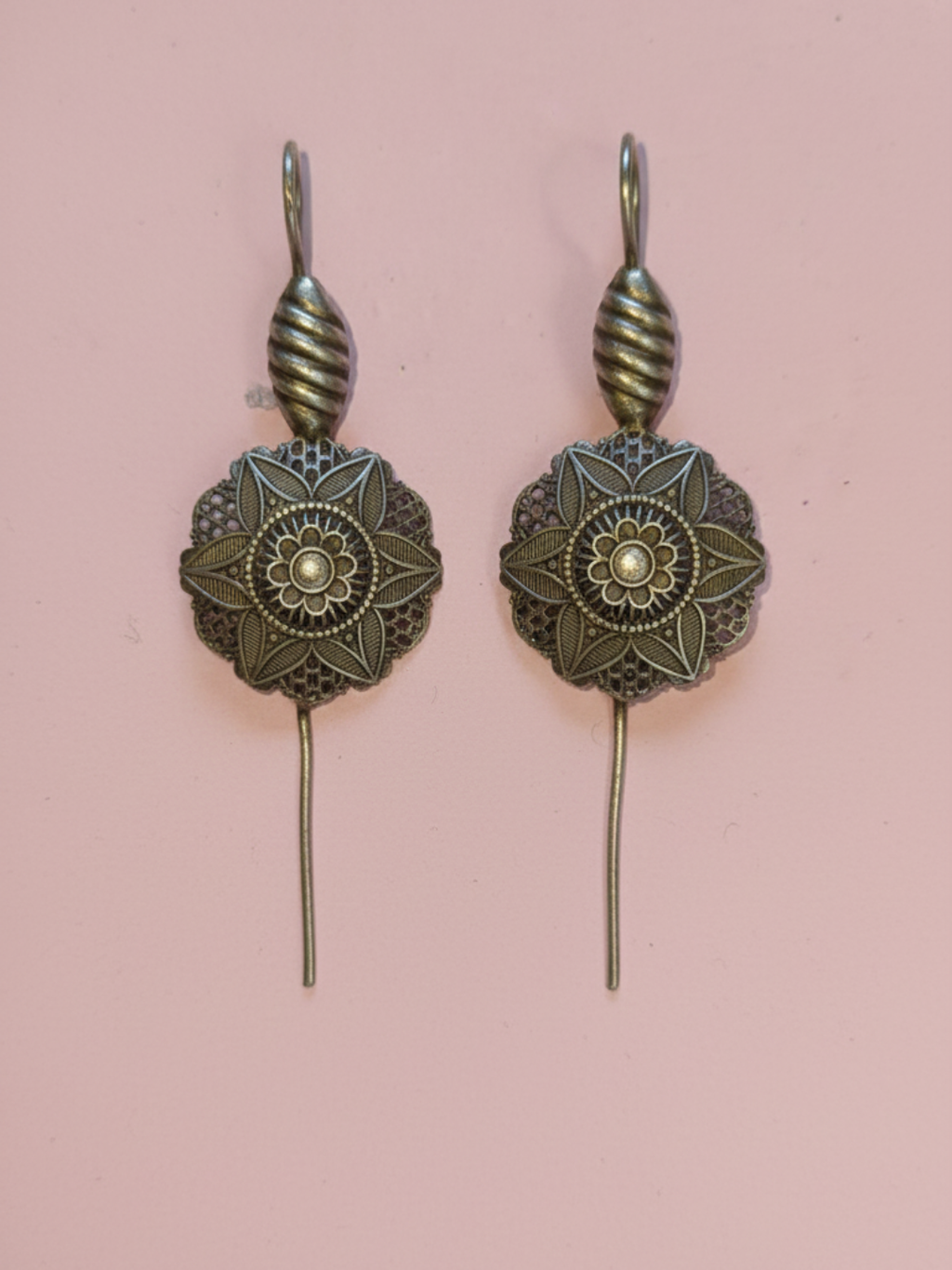 Gul E Jaipur Silver Oxidised Antique Vintage Look Earring Brass Jhumki Earring, Drops & Danglers For Girls