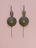 Gul E Jaipur Silver Oxidised Antique Vintage Look Earring Brass Jhumki Earring, Drops & Danglers For Girls