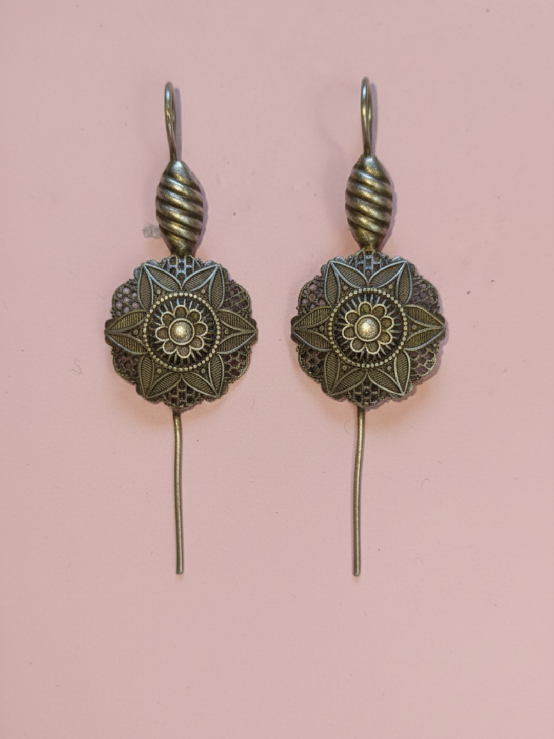 Gul E Jaipur Silver Oxidised Antique Vintage Look Earring Brass Jhumki Earring, Drops & Danglers For Girls