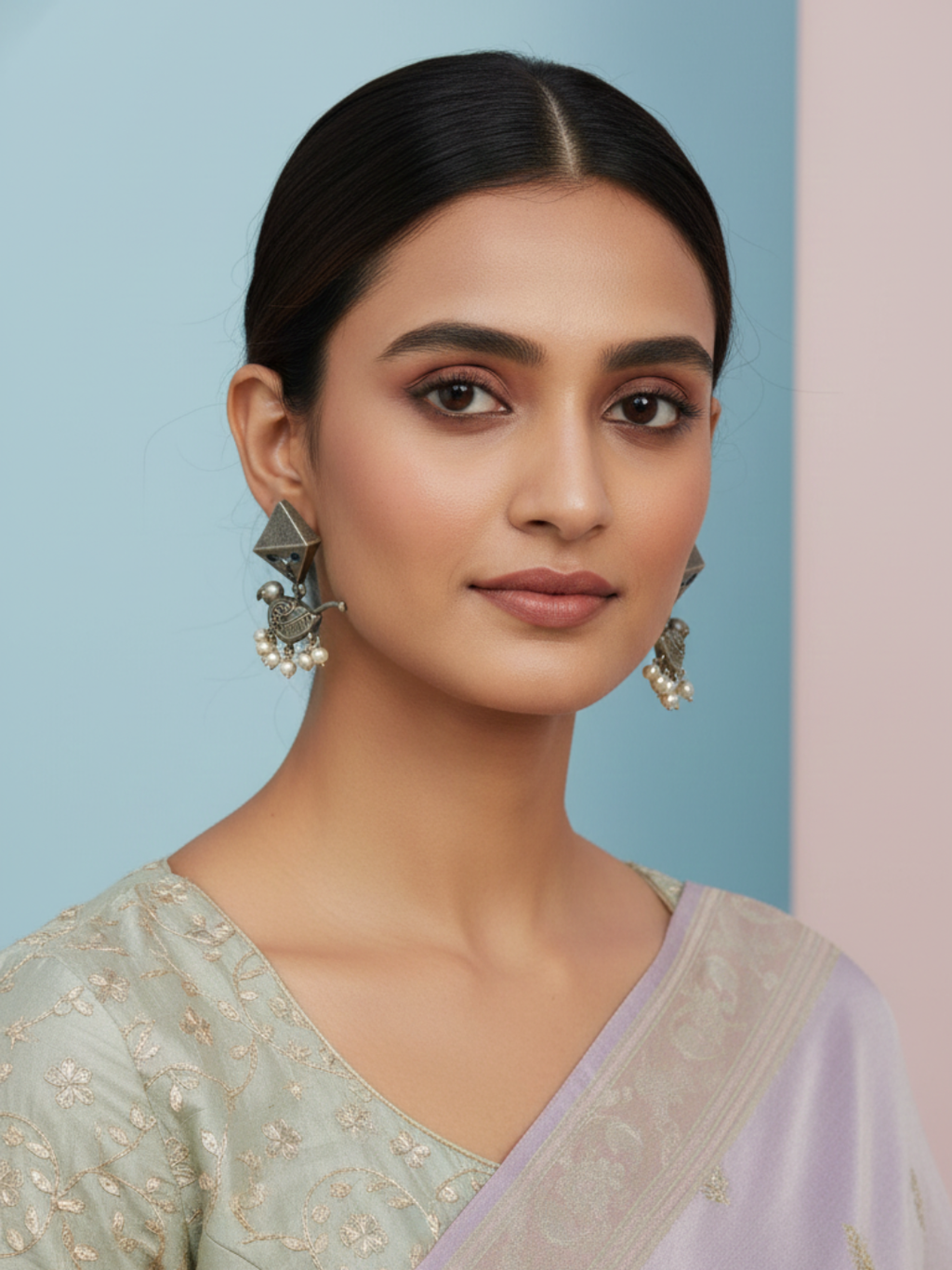 Gul E Jaipur Brass Silver Antique Kada for Girls