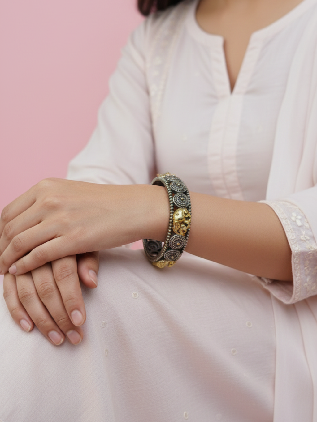 Gul E Jaipur Brass Black Antique bangle For Women