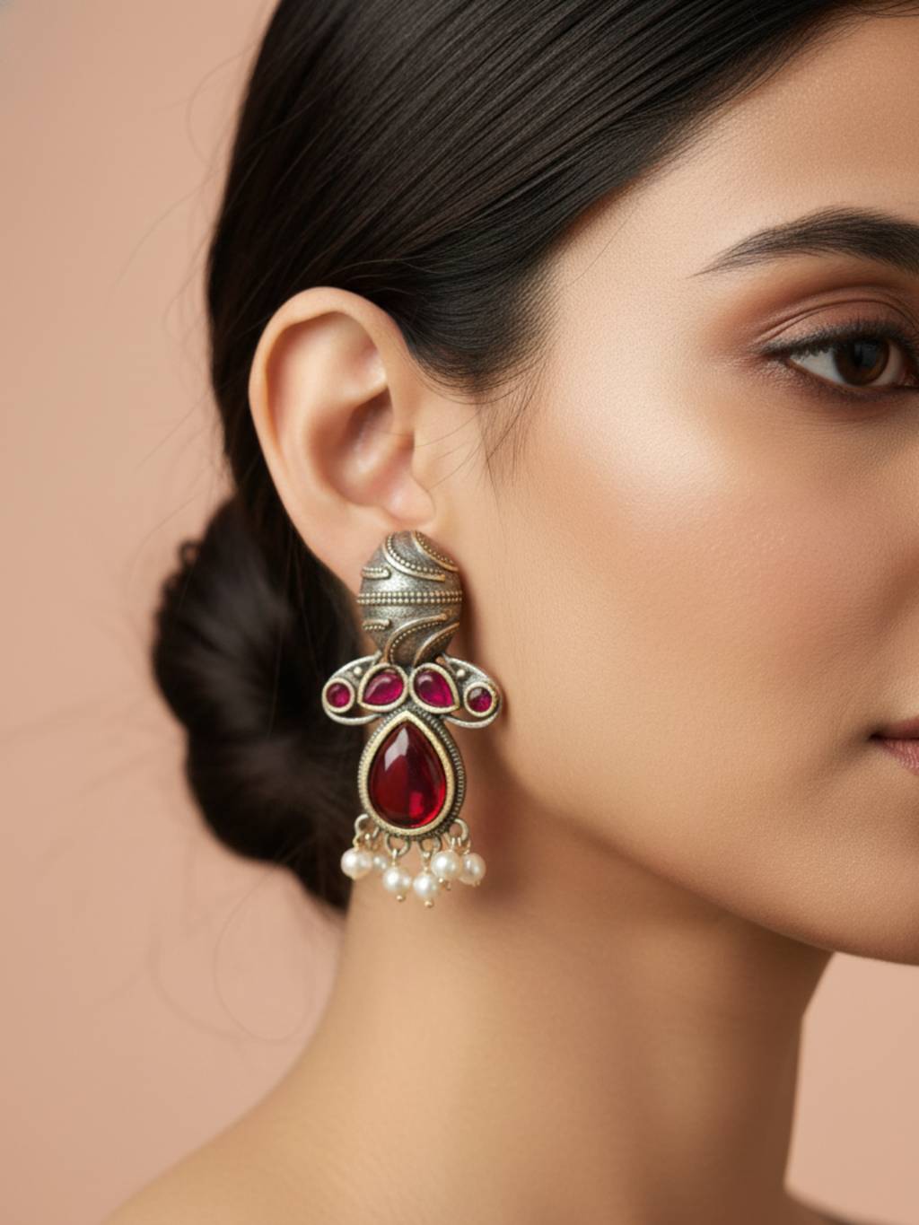 Gul E Jaipur Silver Oxidised Antique Earring Brass Beautifull Drops & Danglers