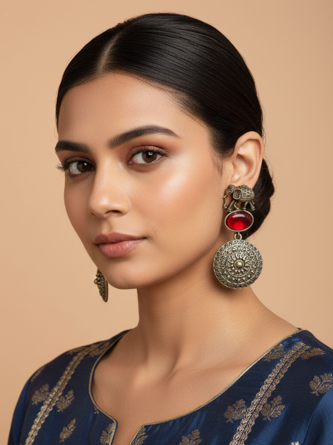 Gul E Jaipur Brass Oxidised Silver Kada