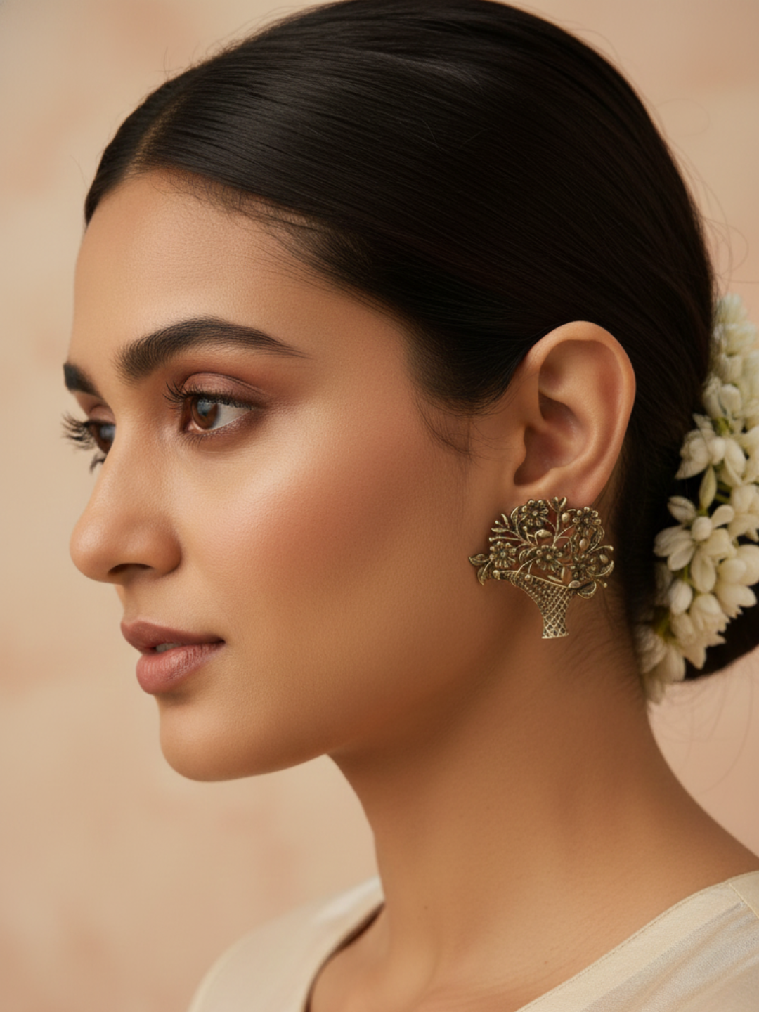 Gul E Jaipur Brass Stud Earring - Style 123