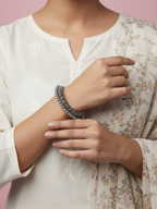 Gul E Jaipur Brass Black Silver Vintage Bangle