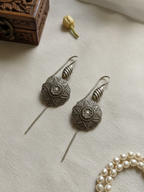 Gul E Jaipur Silver Oxidised Antique Vintage Look Earring Brass Jhumki Earring, Drops & Danglers For Girls