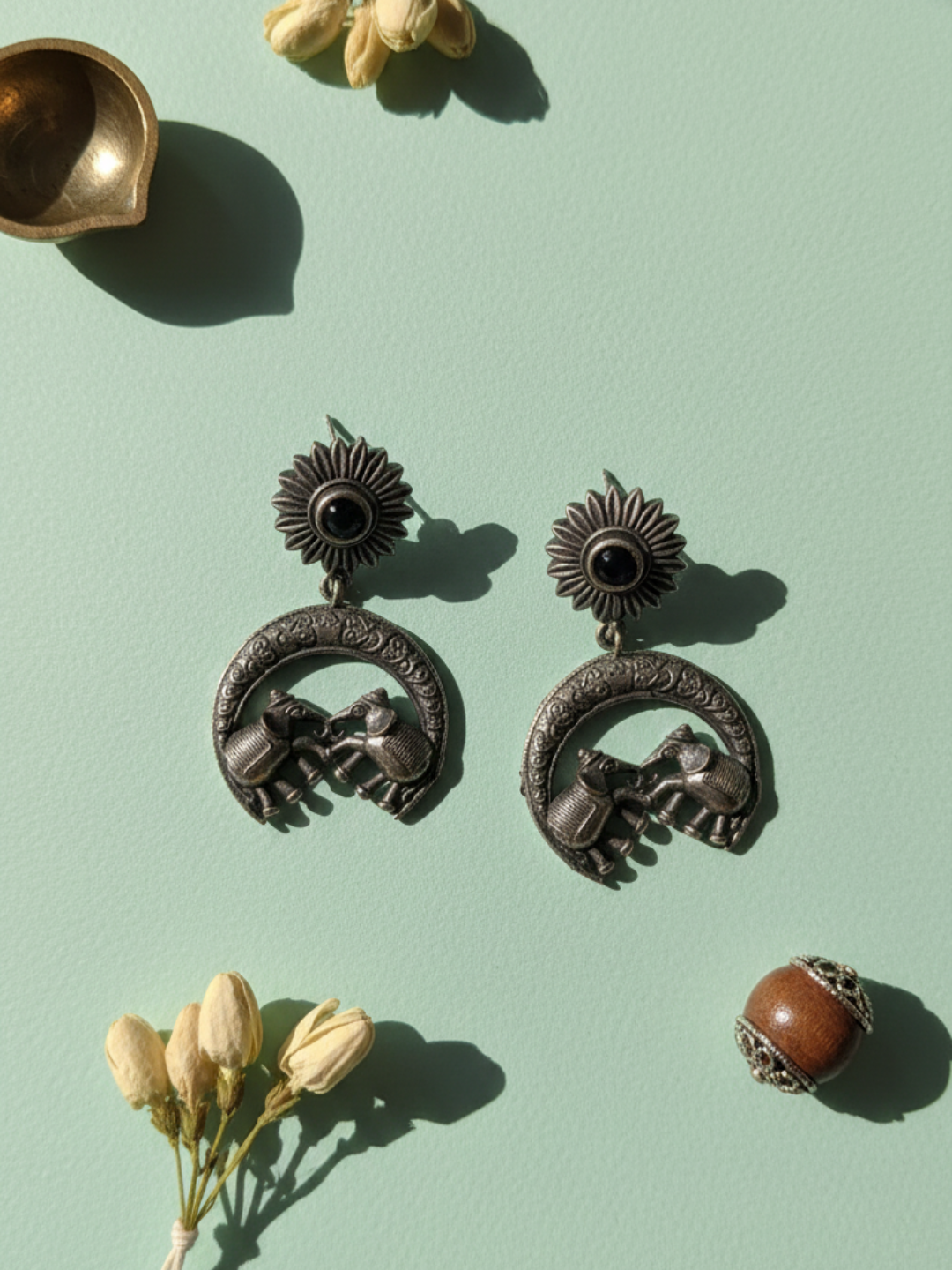 Gul E Jaipur Brass Black Silver Oxidised Rajwadi Kada