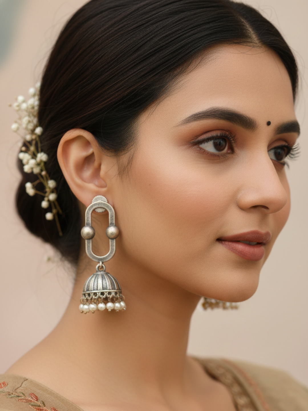 Gul E Jaipur Silver Trending Necklace Silver Plated Brass Necklace