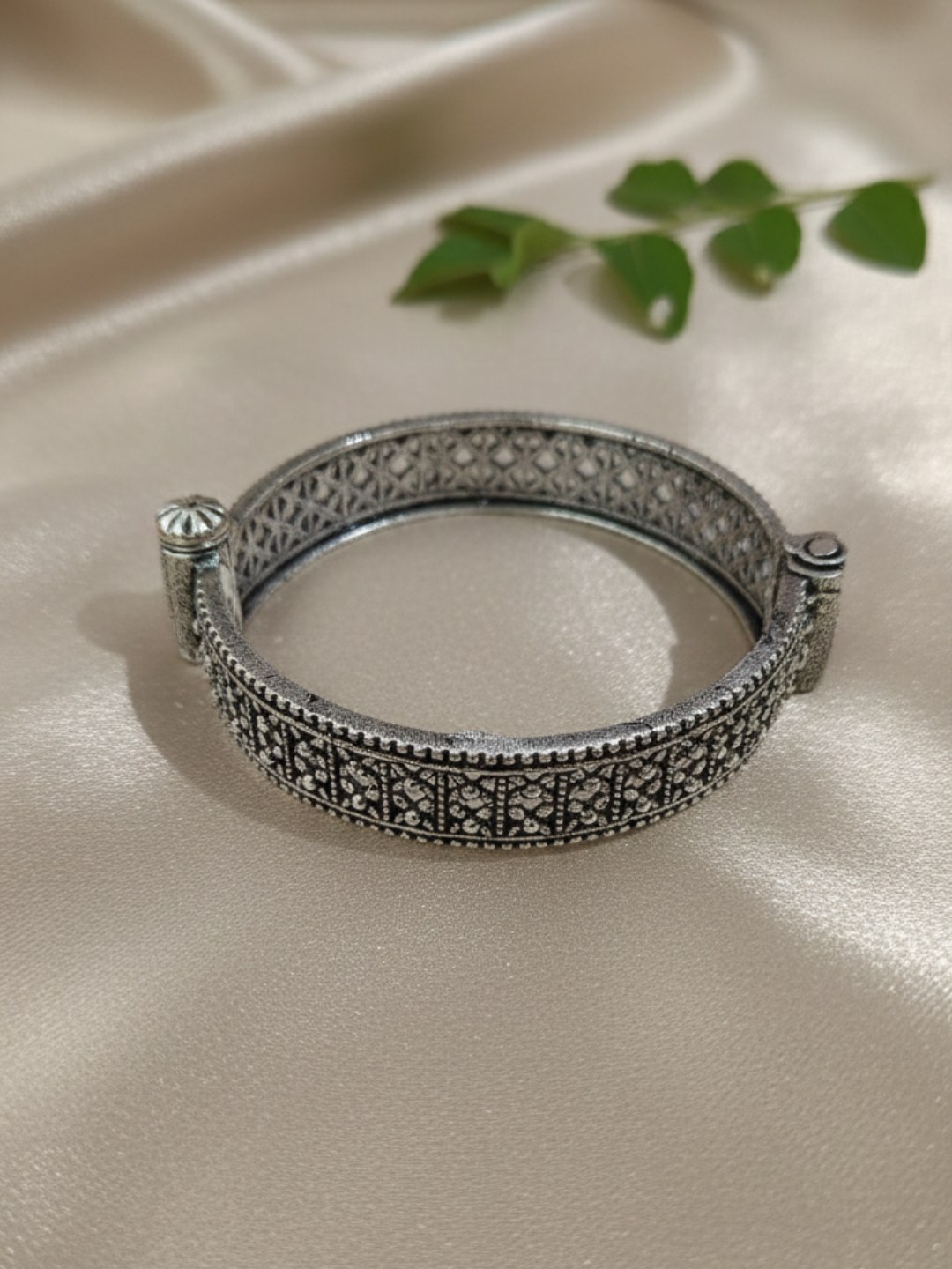 Gul E Jaipur Brass Oxidised Rajwadi Black Silver Kada
