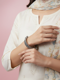 Gul E Jaipur Brass Oxidised Rajwadi Black Silver Kada