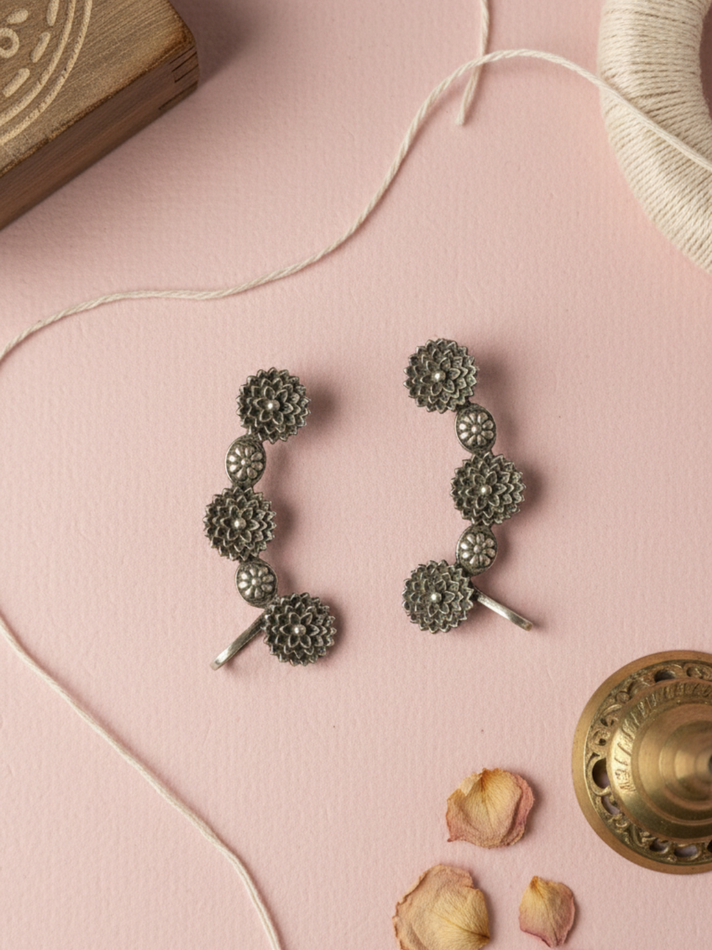 Gul E Jaipur Brass Beads Silver Bangle