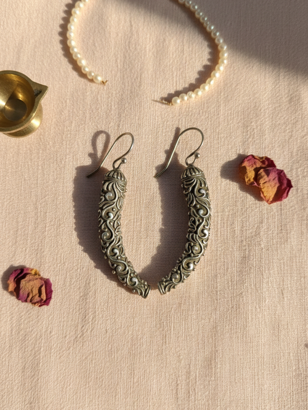 Gul E Jaipur Brass Jhumki Earring, Drops & Danglers - Style 114
