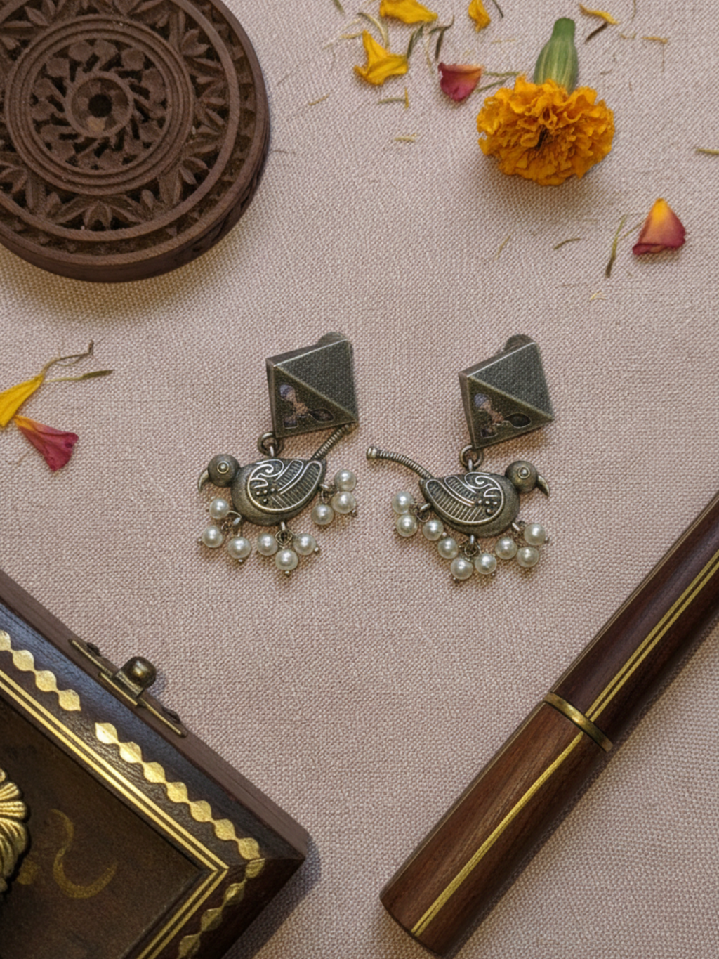 Gul E Jaipur Brass Silver Antique Kada for Girls