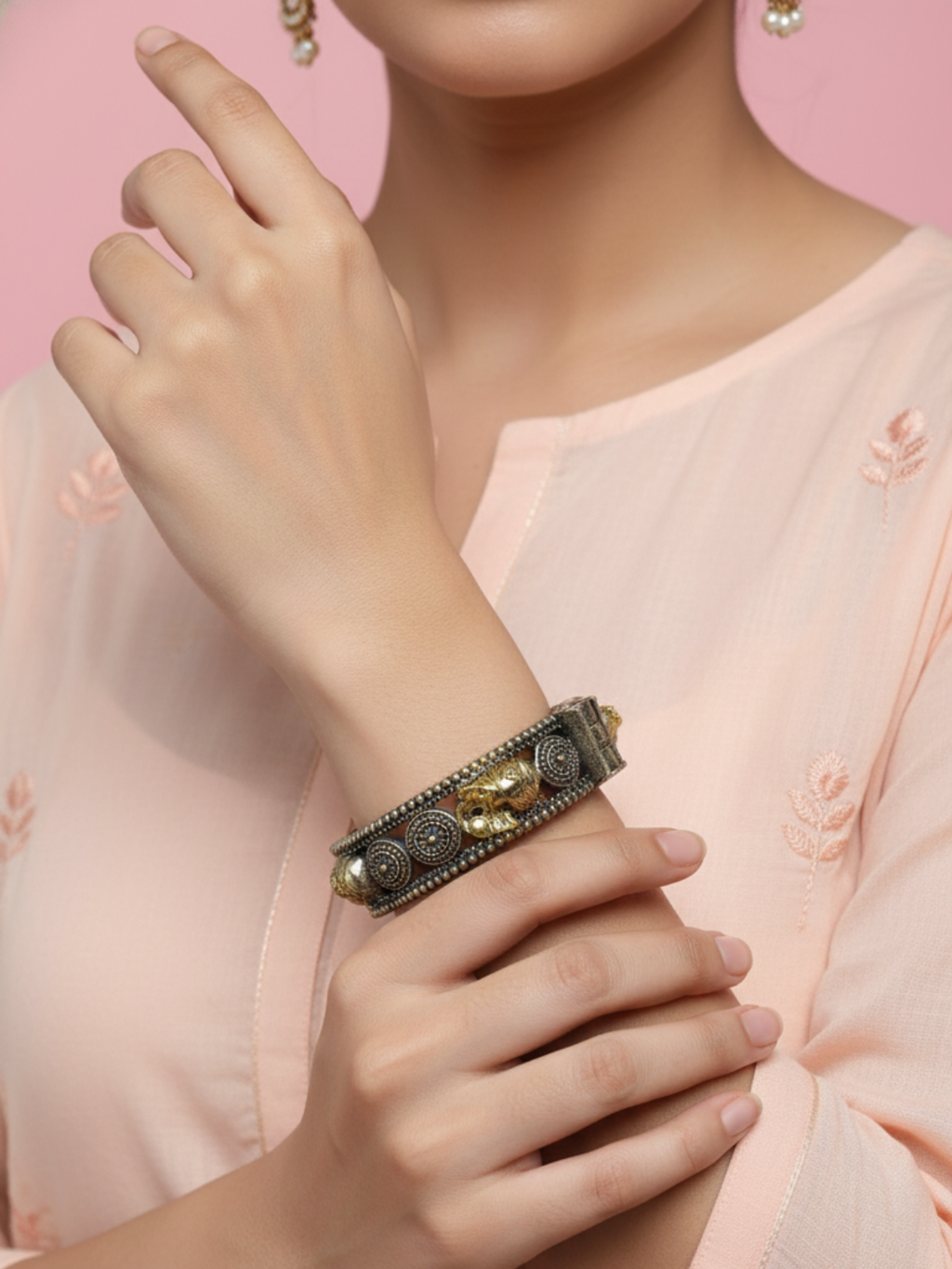 Gul E Jaipur Brass Black Antique bangle For Women