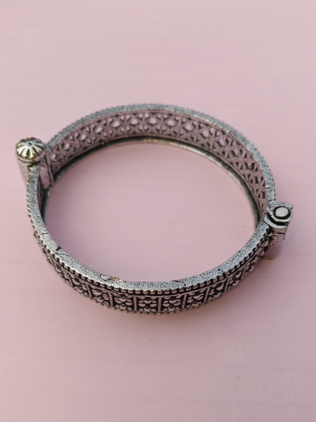 Gul E Jaipur Brass Oxidised Rajwadi Black Silver Kada