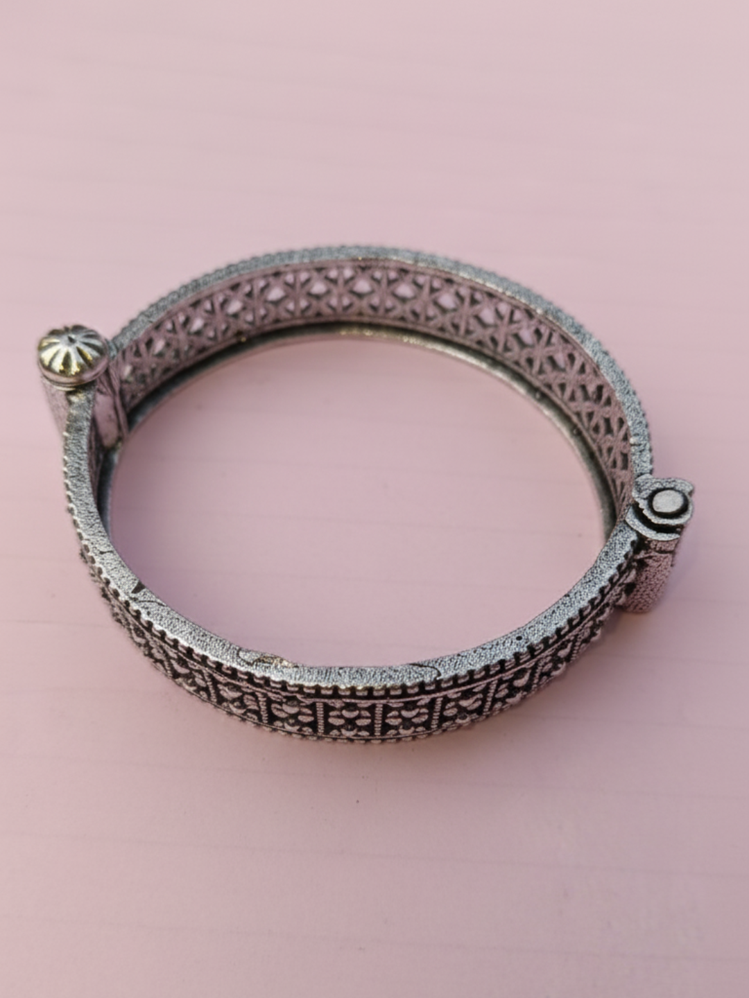 Gul E Jaipur Brass Oxidised Rajwadi Black Silver Kada