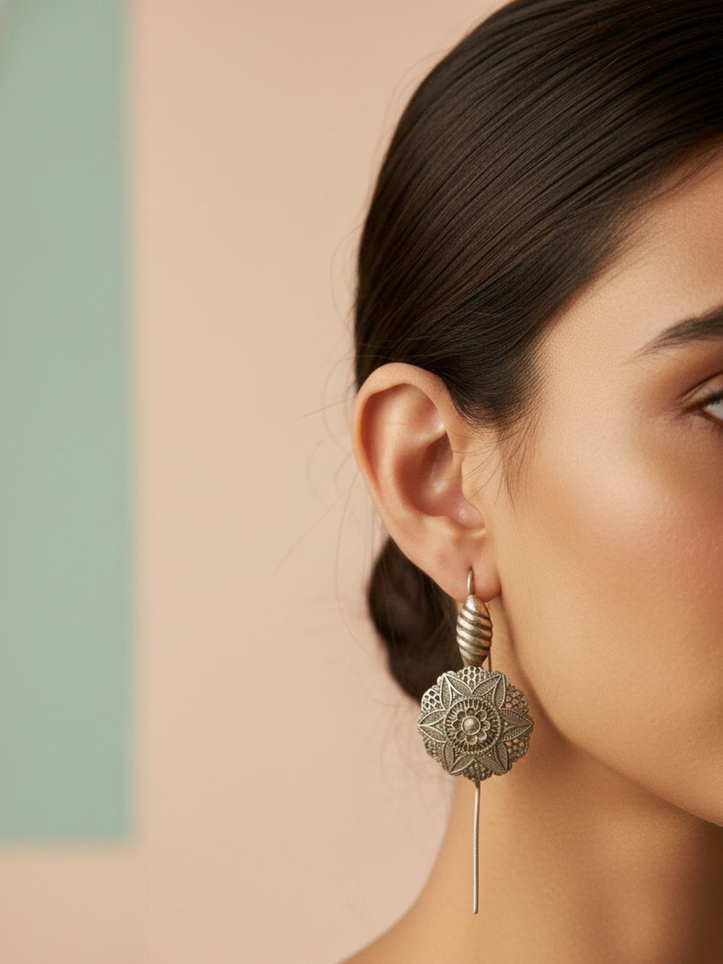 Gul E Jaipur Silver Oxidised Antique Vintage Look Earring Brass Jhumki Earring, Drops & Danglers For Girls