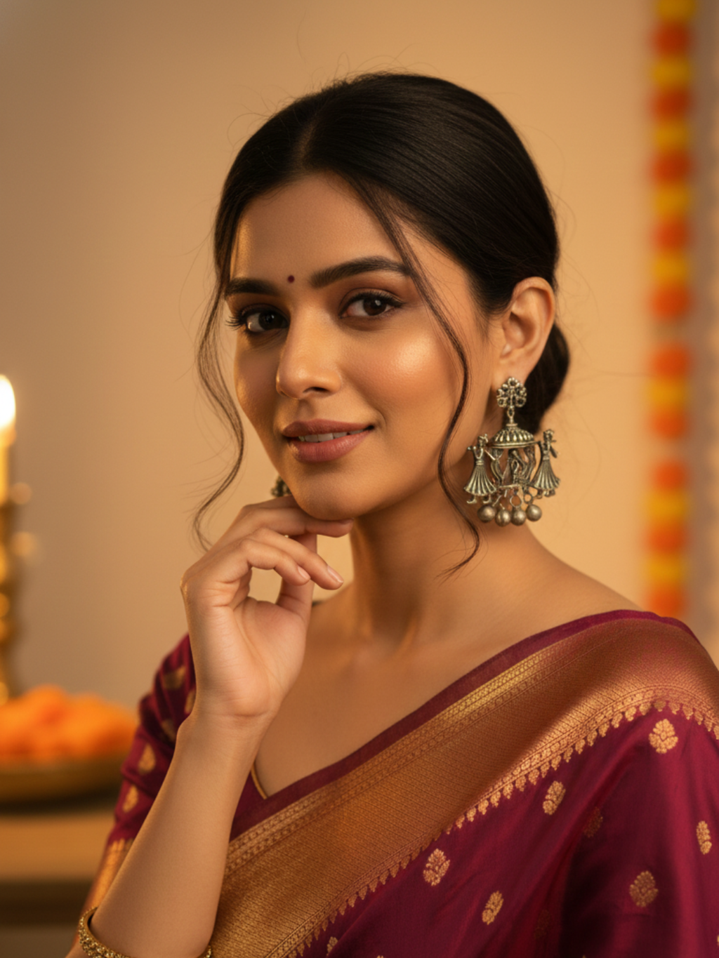 Gul E Jaipur Brass Stud Earring - Style 138