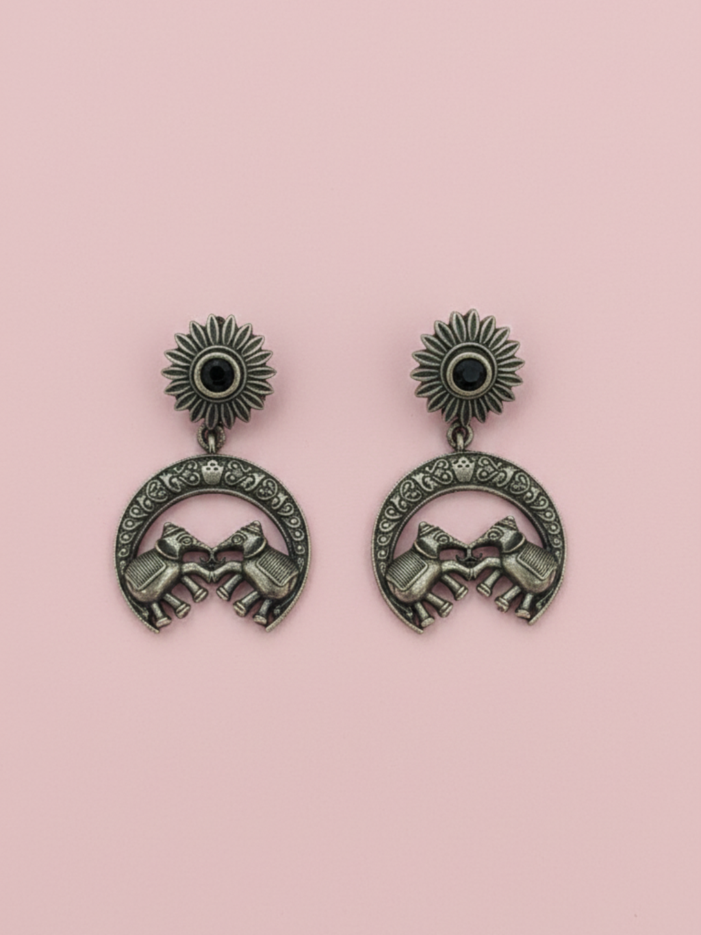Gul E Jaipur Brass Black Silver Oxidised Rajwadi Kada