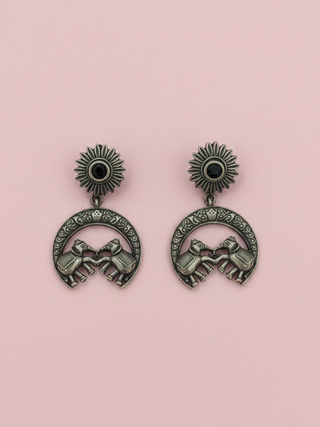 Gul E Jaipur Brass Black Silver Oxidised Rajwadi Kada