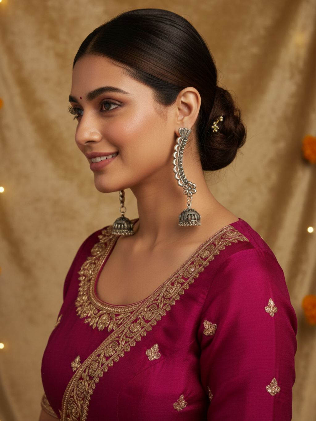 Gul E Jaipur Silver Plated Brass Necklace