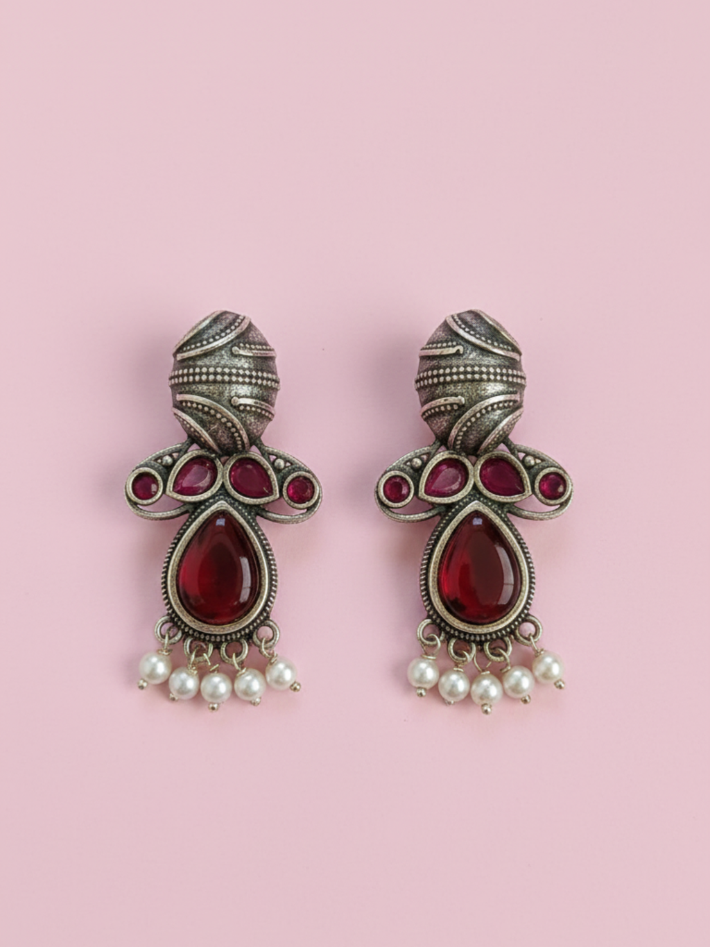 Gul E Jaipur Silver Oxidised Antique Earring Brass Beautifull Drops & Danglers
