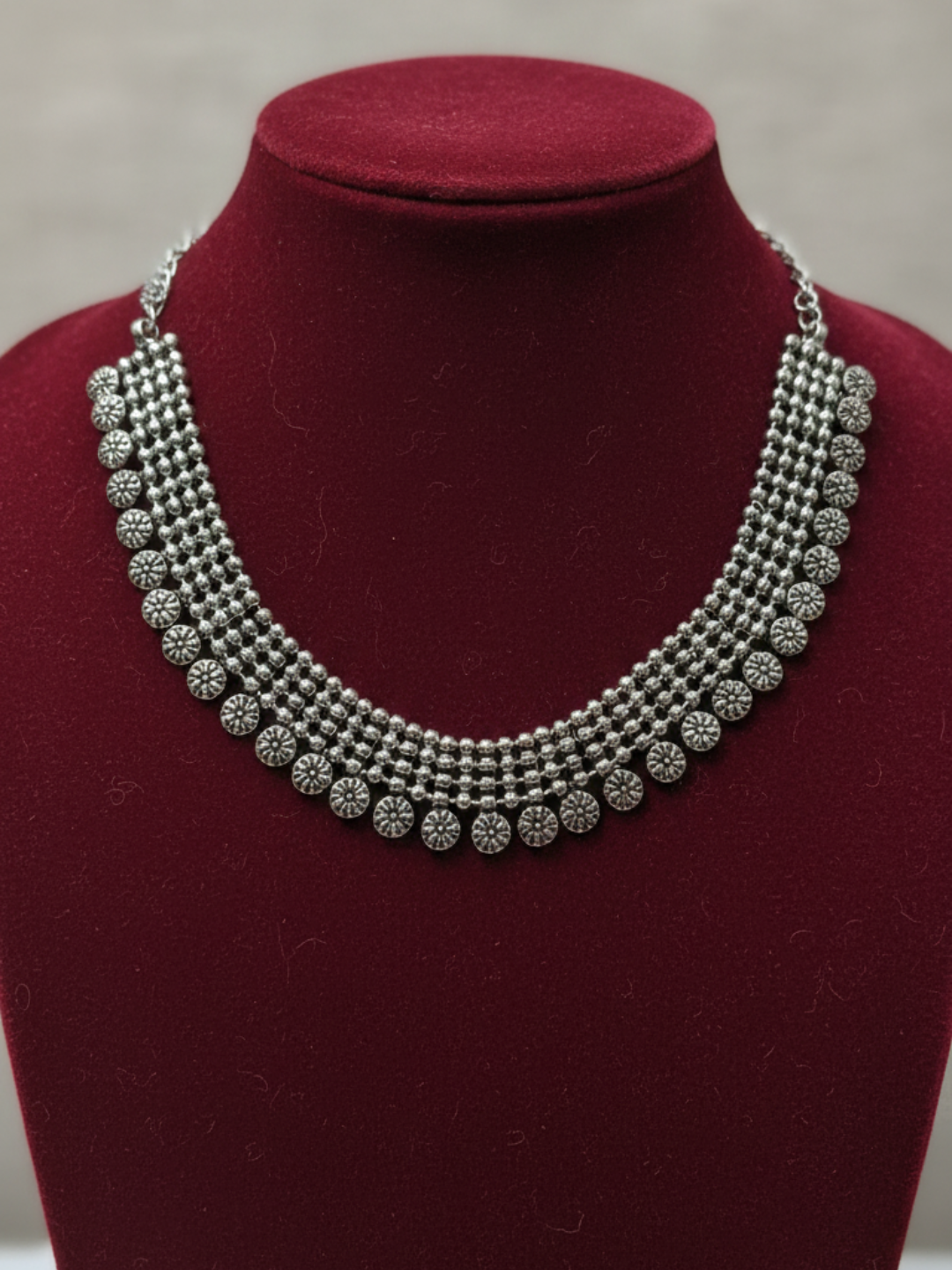 Silver Plated Oxidized Brass Rajasthani Style Necklace for Women