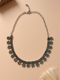 Traditional Silver Plated Oxidized Brass Statement Jewellery Necklace