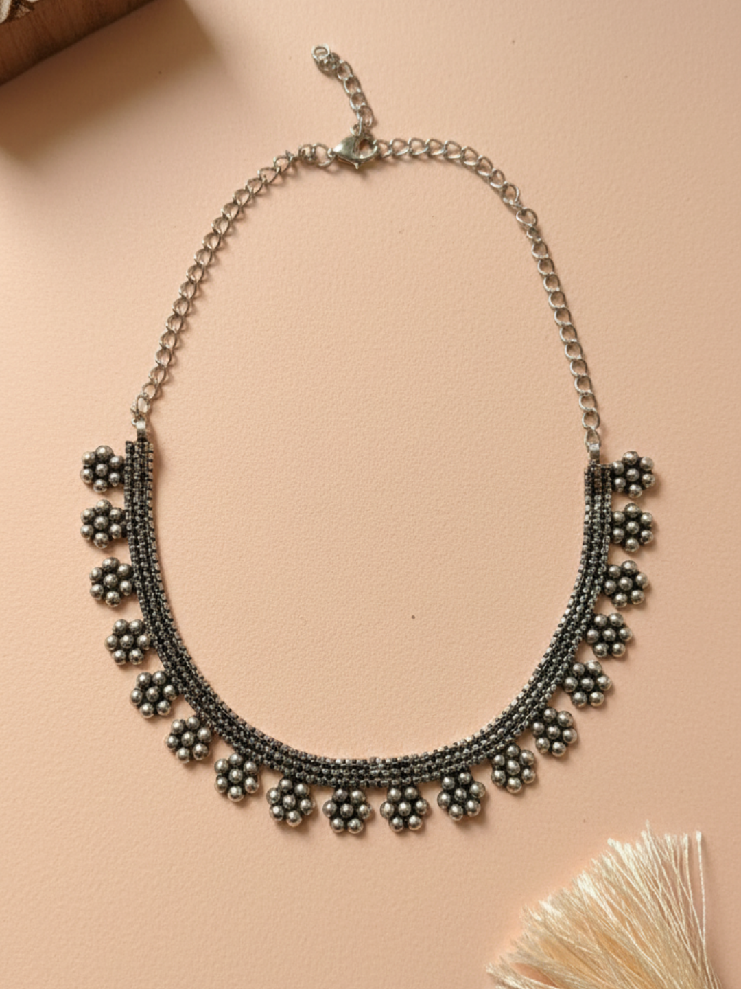 Traditional Silver Plated Oxidized Brass Statement Jewellery Necklace