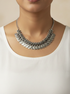 Designer Silver Plated Oxidized Brass Long Necklace