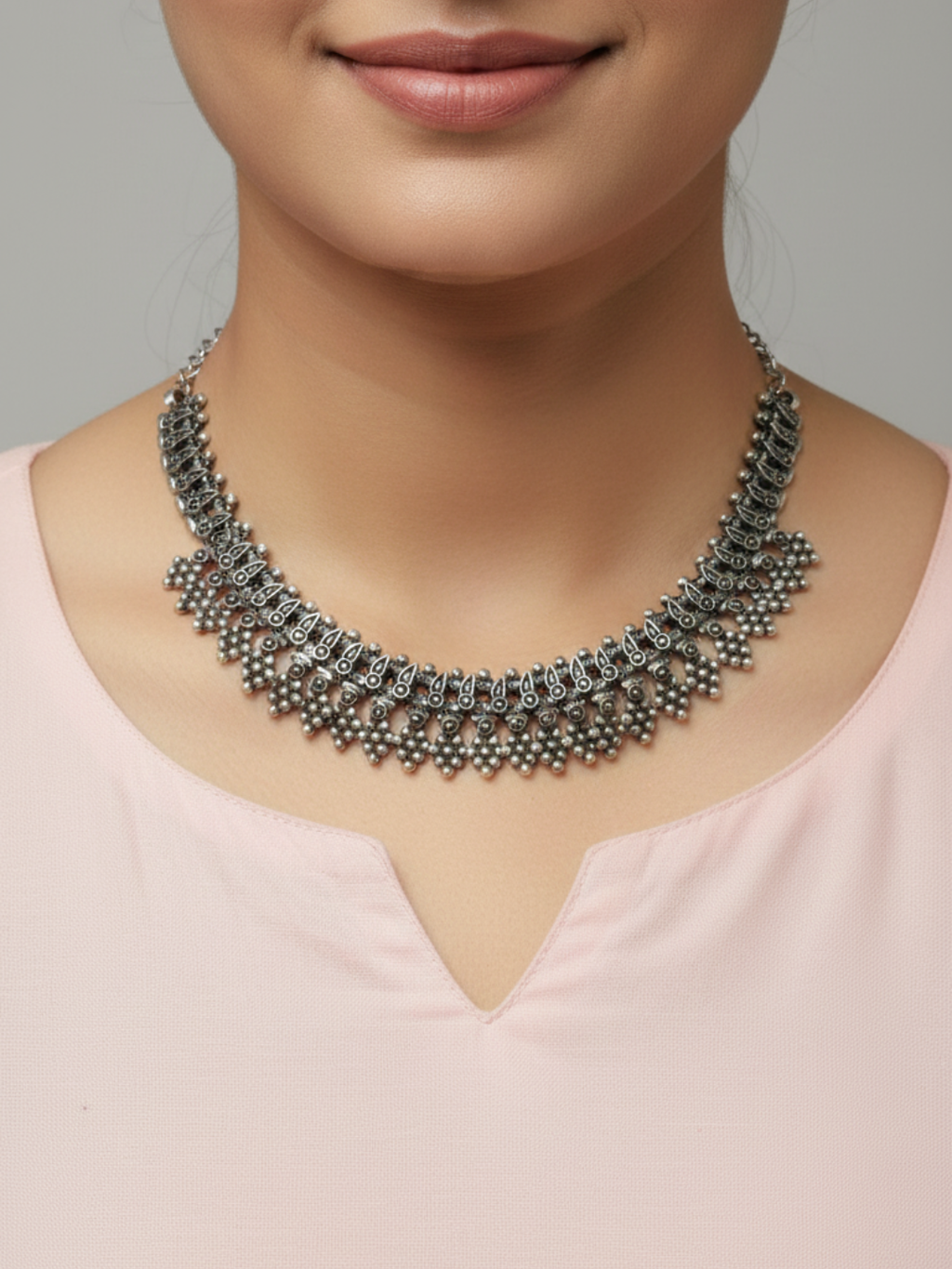 Premium Oxidized Silver Plated Brass Festival Necklace