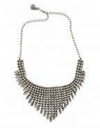 Silver-Plated Brass Teardrop Fringe Necklace - Handmade Oxidized