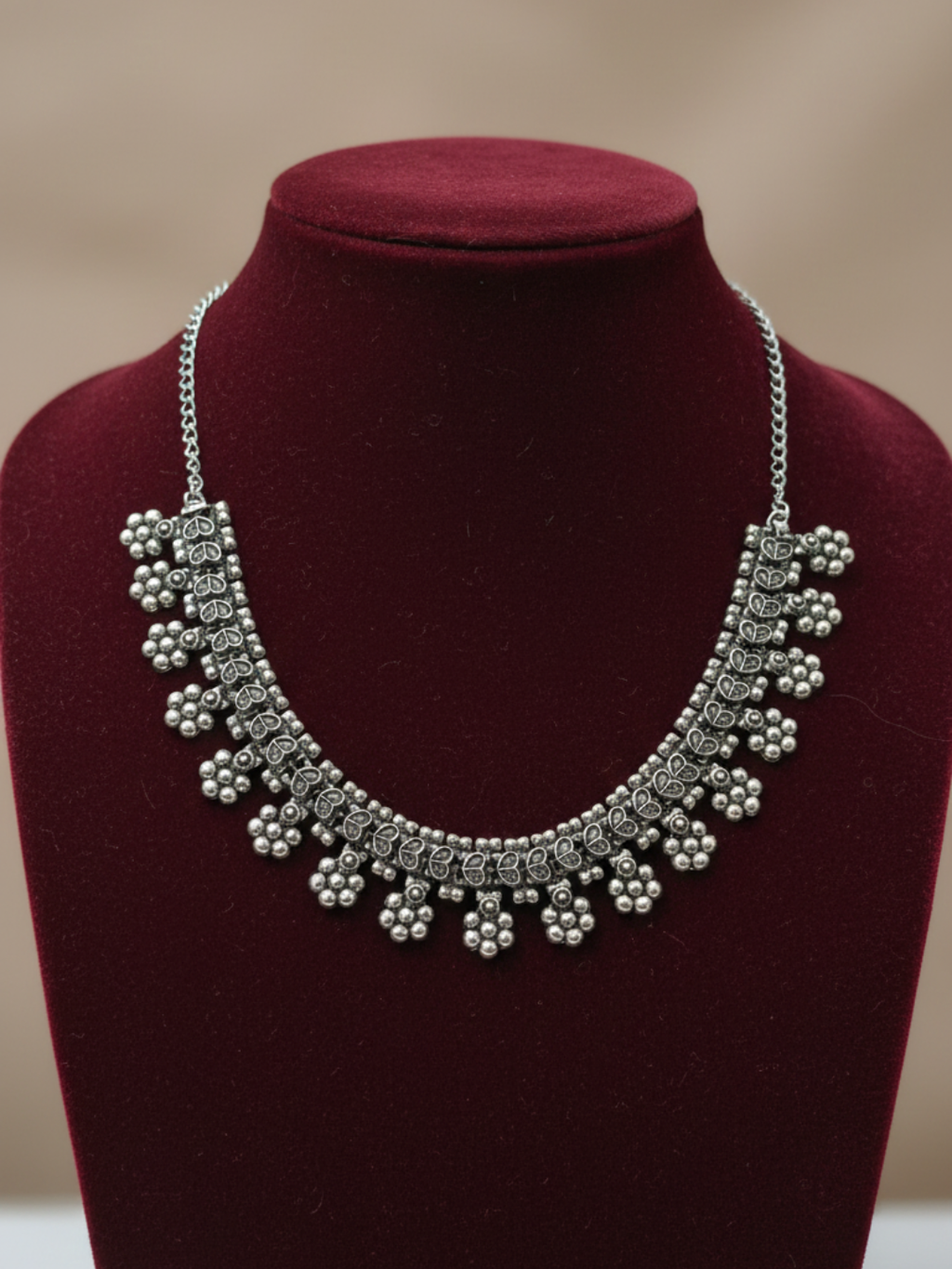 Silver Plated Oxidized Party Wear Traditional Necklace