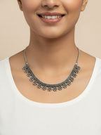 Traditional Silver Plated Oxidized Brass Statement Jewellery Necklace