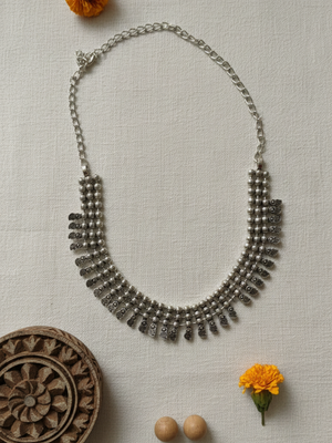 Oxidized Silver Brass Classic Ethnic Necklace for Women & Girls