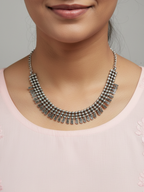 Oxidized Silver Brass Classic Ethnic Necklace for Women & Girls