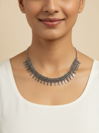 Oxidized Silver Plated Brass Traditional Statement Necklace for Women & Girls