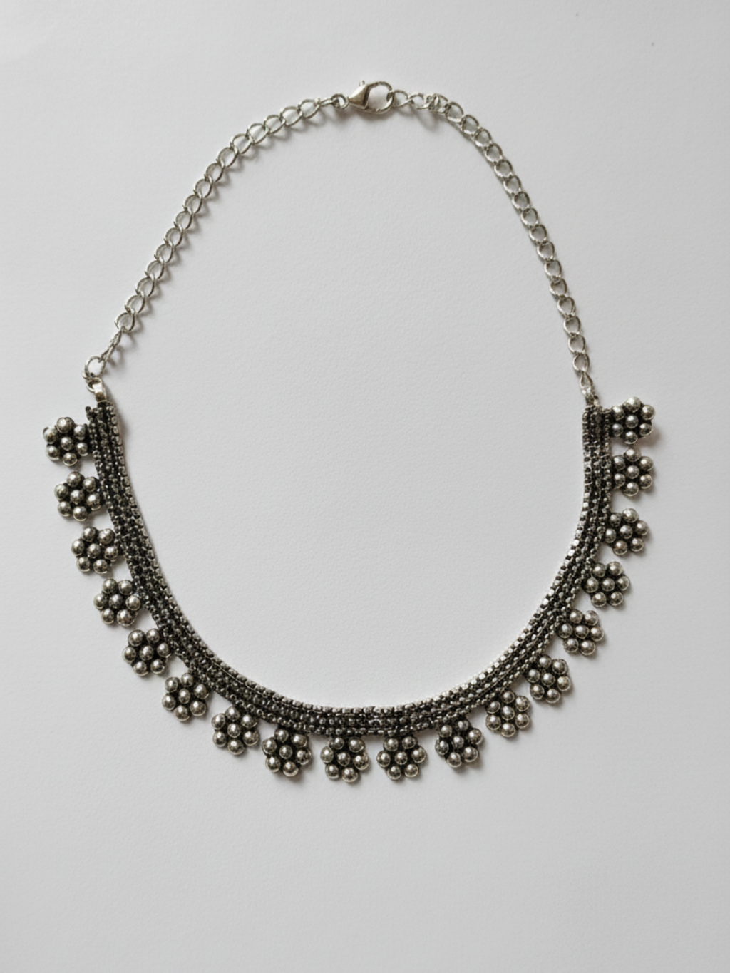 Traditional Silver Plated Oxidized Brass Statement Jewellery Necklace