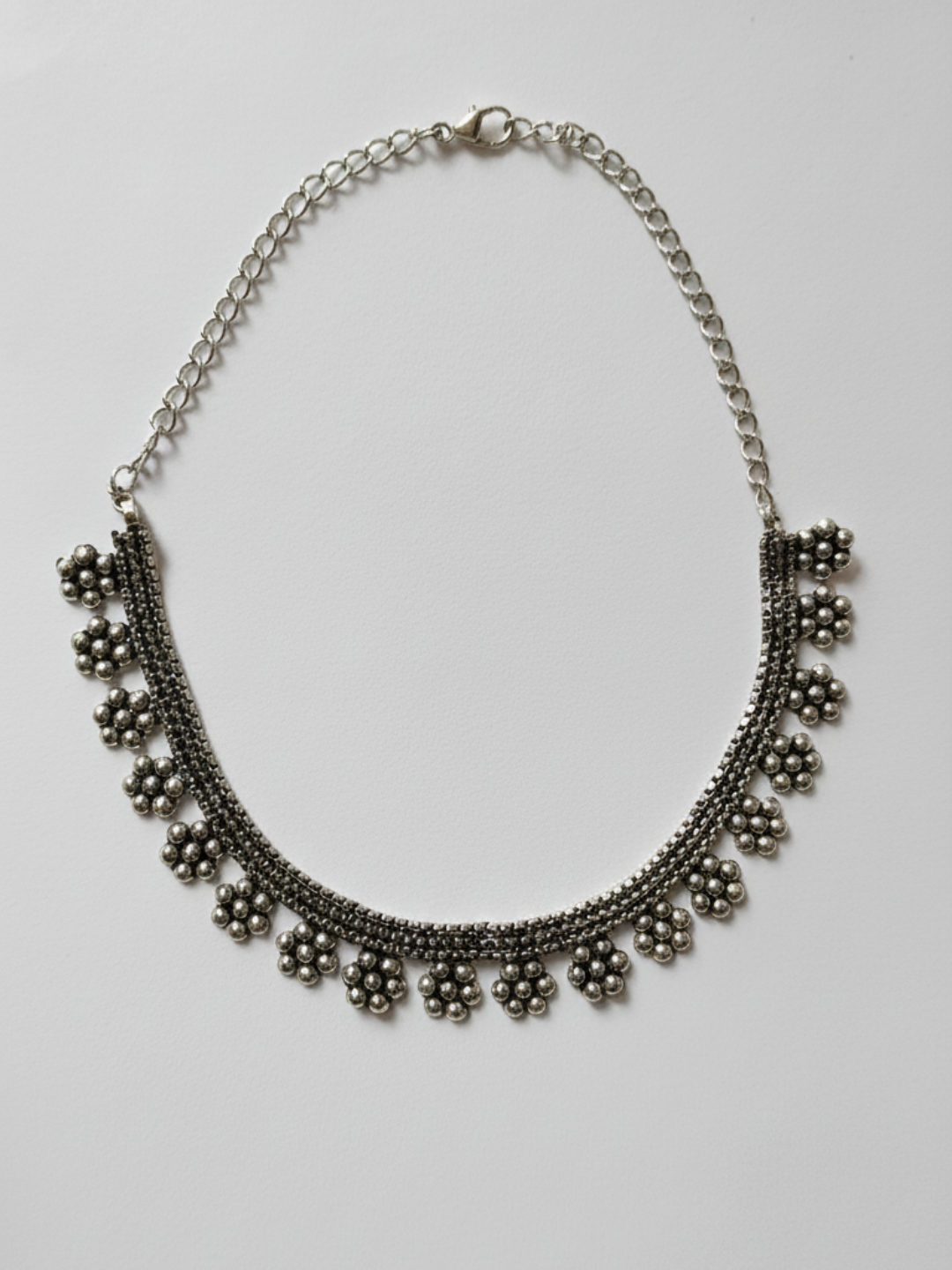 Traditional Silver Plated Oxidized Brass Statement Jewellery Necklace