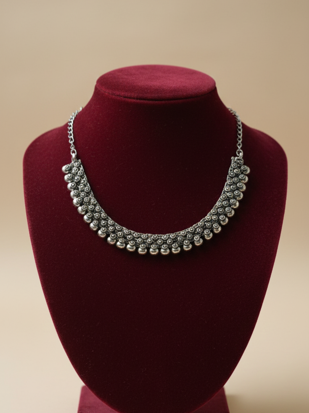 Silver Plated Oxidized Brass Ethnic Party Wear Necklace for Women