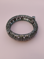 Bridal Style Antique Silver Finish Brass Bangles