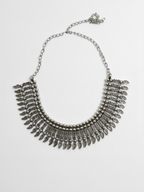 traditional oxidized silver plated brass choker necklace with paisley (mango) drop pattern