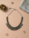 Handmade Silver-Plated Oxidized Brass Necklace - Tribal Statement Jewelry for Women