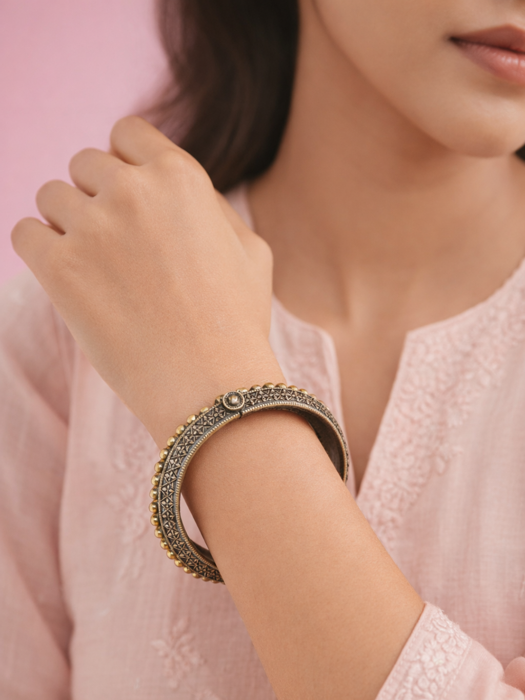Royal Horizon Oxidized Brass Bangle