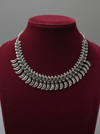 Women’s Oxidised Silver Finish Leaf Design Statement Necklace | Festive & Ethnic Wear