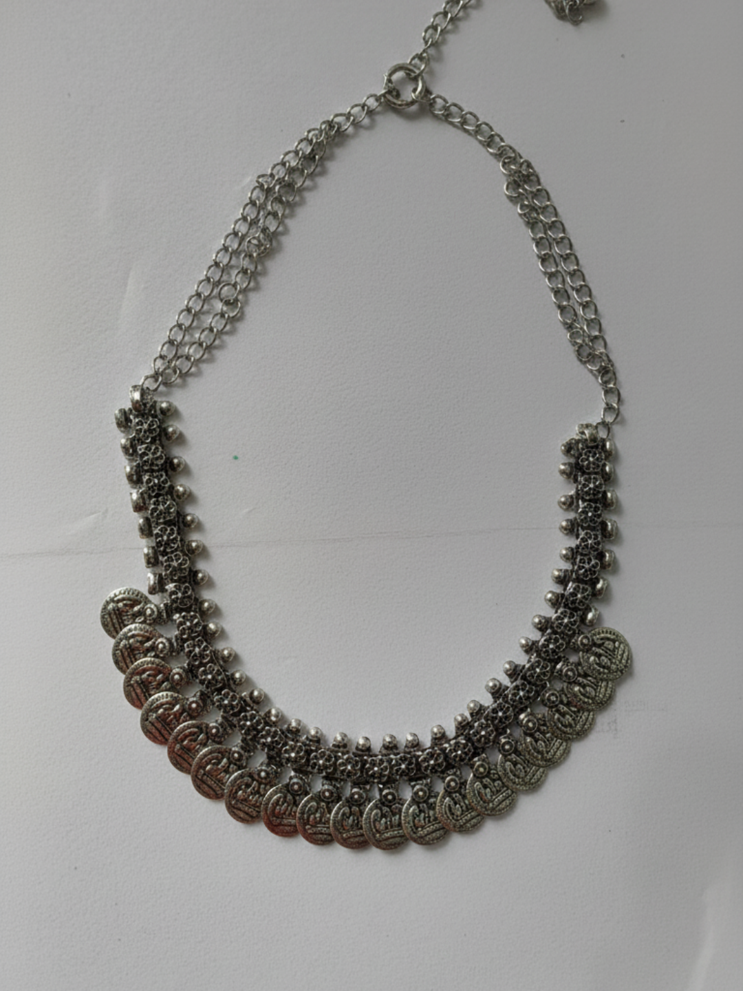 Designer Silver Plated Oxidized Brass Long Necklace