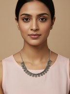 Traditional Silver Plated Oxidized Brass Statement Jewellery Necklace
