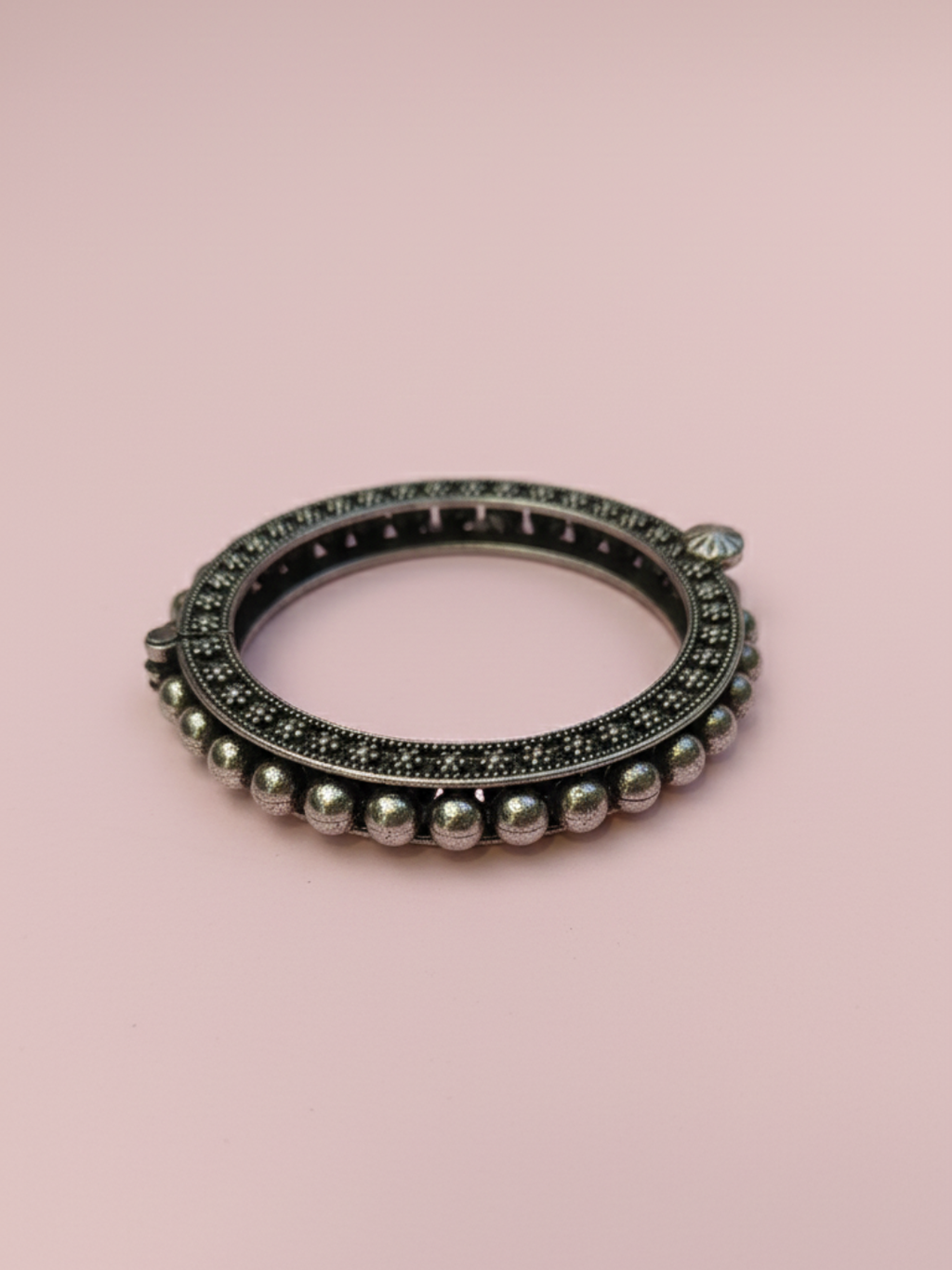 Silver Oxidized Brass Vintage Bangle for Women