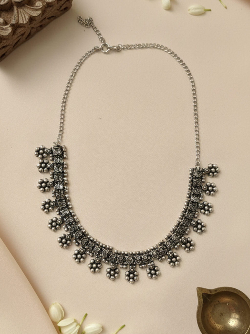 Silver Plated Oxidized Party Wear Traditional Necklace